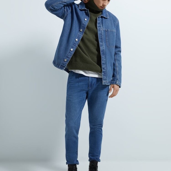 Zara Man Tapered Pleated Blue Jeans - Picture 4 of 4